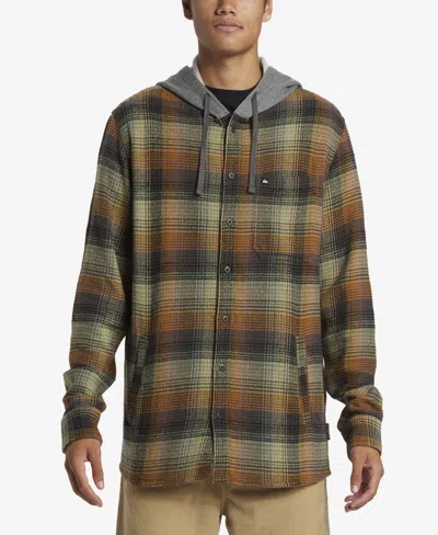 Quiksilver Men's Sandbar Hooded Flannel Long Sleeve Shirt In Capital Re