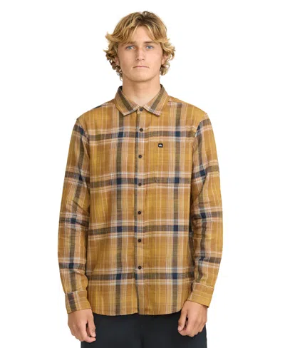 Quiksilver Men's Textured Plaid Flannel Shirt In Brown