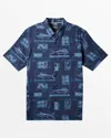 Quiksilver Men's Waterman Big Button Down Shirt In Mood Indigo Big Blue Woven (bsp7) In Blue