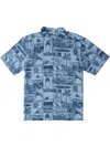 QUIKSILVER MENS COLLARED PRINTED BUTTON-DOWN SHIRT
