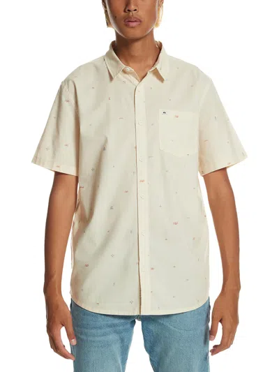 Quiksilver Mens Cotton Collar Button-down Shirt In Beige