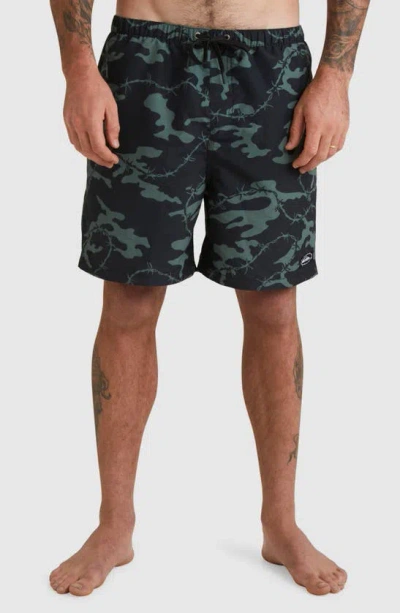 Quiksilver Mike Volley Recycled Swim Trunks In Black