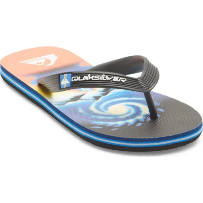 Quiksilver Kids'  Molokai Art Ii Flip Flop In Black/ Blue/ Orange