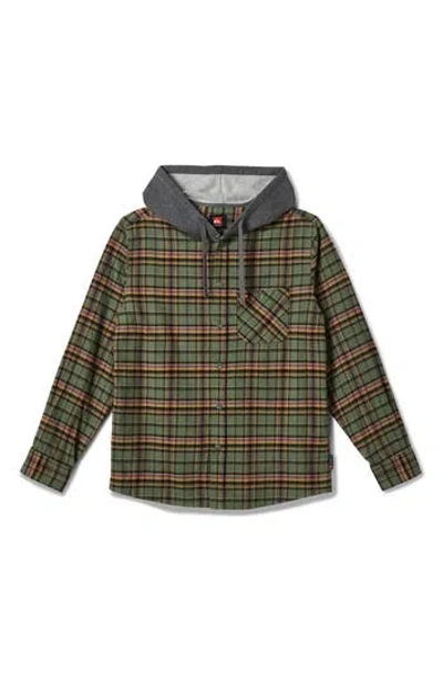 Quiksilver Mondo Plaid Hooded Button-up Shirt In Sage