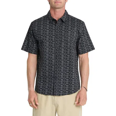 Quiksilver Natural Tile Short Sleeve Button-up Shirt In Gray