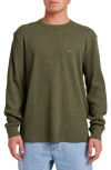 Quiksilver Nelson Long Sleeve Thermal Cotton Blend Pullover In Green