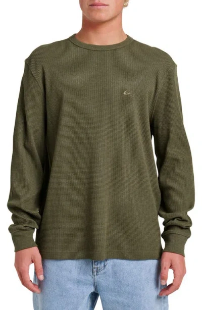 Quiksilver Nelson Long Sleeve Thermal Cotton Blend Pullover In Green