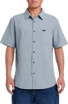 Quiksilver Oxford Stripe Classic Short Sleeve Button-up Shirt In Gray