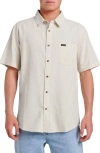 Quiksilver Oxford Stripe Classic Short Sleeve Button-up Shirt In Neutral
