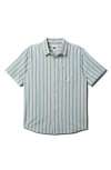 Quiksilver Oxford Stripe Classic Short Sleeve Button-up Shirt In Niagara