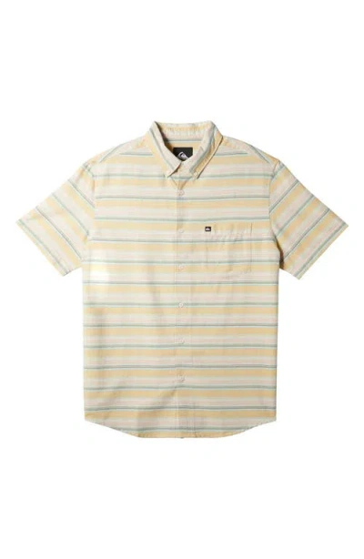 Quiksilver Oxford Stripe Short Sleeve Button-up Shirt In Neutral