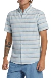 Quiksilver Oxford Stripe Short Sleeve Button-up Shirt In Grey Violet Oxford Classics Ss