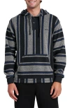 Quiksilver Playa Stripe Henley Hoodie In Black