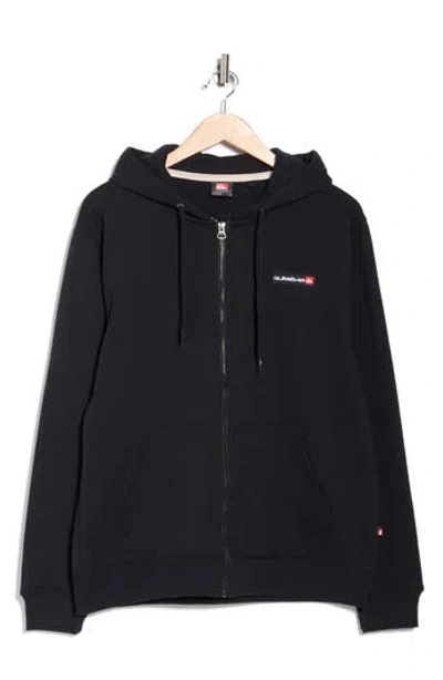Quiksilver Red Box Fleece Full Zip Hoodie In Black
