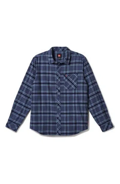 Quiksilver Road Trip Plaid Flannel Shirt In Authentic Indigo