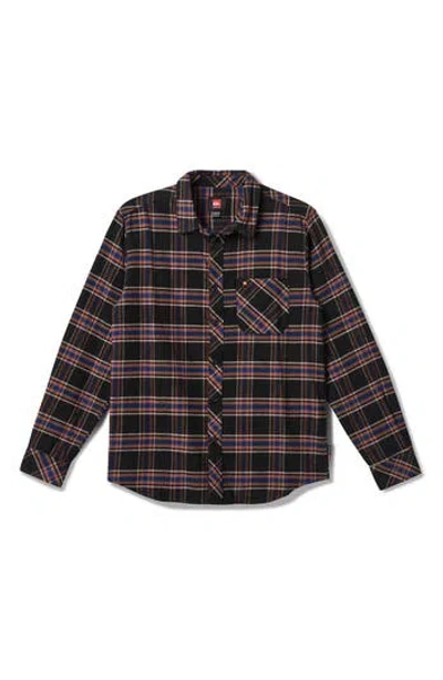 Quiksilver Road Trip Plaid Flannel Shirt In Black