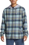 Quiksilver Sandbar Plaid Hooded Button-up Shirt Jacket In Blue/ Bright Yellow