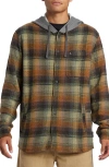 Quiksilver Sandbar Plaid Hooded Button-up Shirt Jacket In Green/ Capital Red