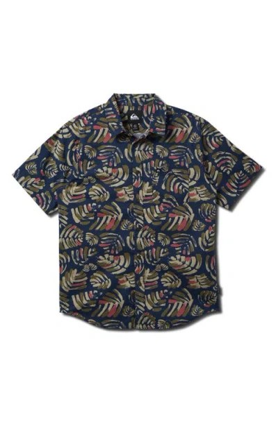 Quiksilver Shades Classic Short Sleeve Button-up Shirt In Eclipsednu