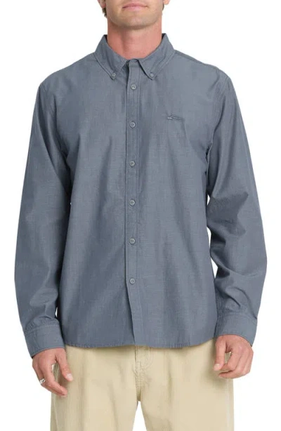 Quiksilver Shore Break Classic Long Sleeve Cotton Button-down Shirt In Gray