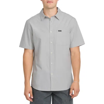 Quiksilver Shore Break Classic Short Sleeve Cotton Button-up Shirt In Gray