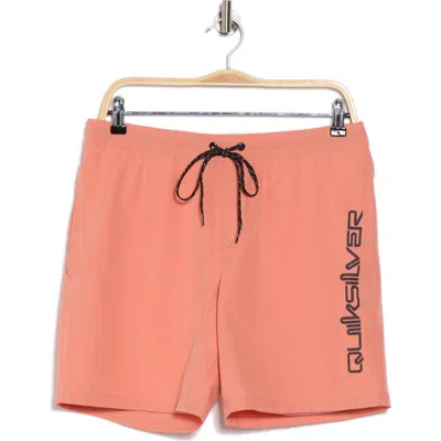 Quiksilver Solid Volley Swim Shorts In Brown
