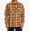 Quiksilver Surf Days Fleece Overshirt In Brown Plaid In Multi
