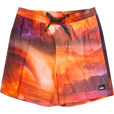 Quiksilver Surfsilk Mix Swim Trunks In Henna Print