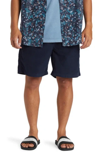 Quiksilver Taxer Corduroy Drawstring Shorts In Dark Navy