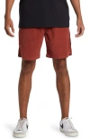 Quiksilver Taxer Corduroy Drawstring Shorts In Henna