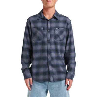 Quiksilver Terrace Ombre Check Stretch Flannel Button-up Shirt In Blue
