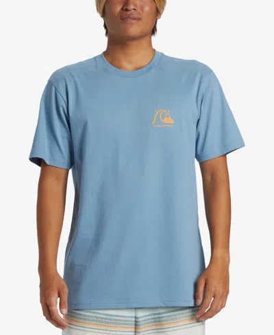 Quiksilver The Original T-shirts Men's Blue Short Sleeve Crew Neck Fts201