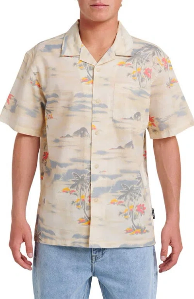 Quiksilver Tropical Surf Cotton & Linen Camp Shirt In Multi