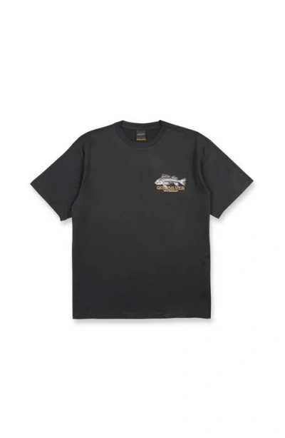 Quiksilver Waterman Fish Bones Short Sleeve Shirt In Black