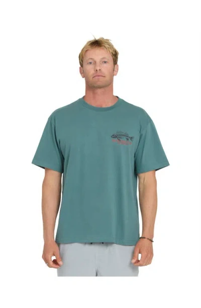 Quiksilver Waterman Fish Bones Short Sleeve Shirt In Green