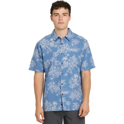 Quiksilver Waterman Island Vibes Short Sleeve Shirt In Blue