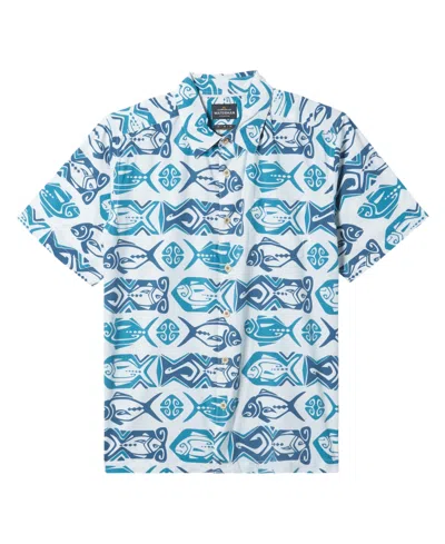 Quiksilver Waterman Men's Band O Fish Short Sleeve Shirt In White Print 4