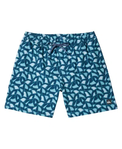 Quiksilver Waterman Men's Cluster Fin Volley 17 Swimsuit Shorts In Majolica Blue Out Of Office