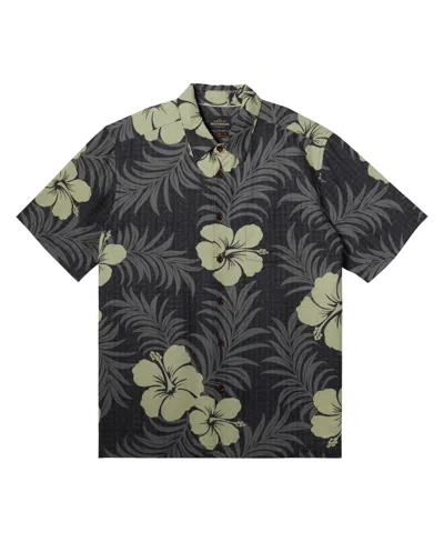 Quiksilver Waterman Men's Full Bloom Short Sleeve Shirt In Mercury Sherpa- Black