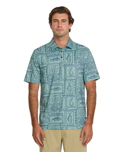 Quiksilver Waterman Men's Regular Fit Fish Block Polo Shirt In Blue