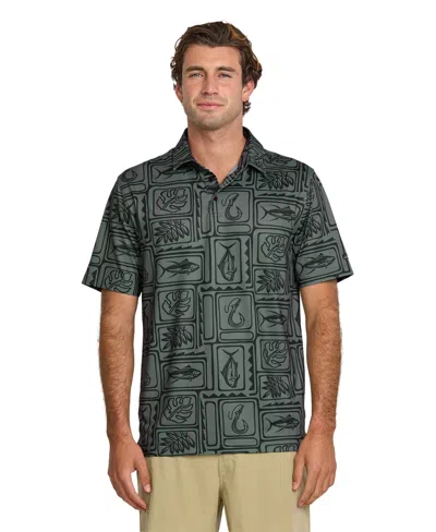 Quiksilver Waterman Men's Regular Fit Fish Block Polo Shirt In Gray