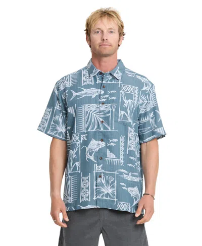 Quiksilver Waterman Men's Short -sleeve Paradise Bay Shirt In Blue