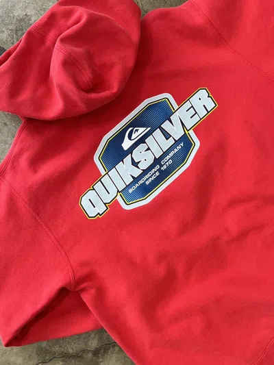 Pre-owned Quiksilver X Vintage Quiksilver Boarding Company Hoodie Youth/ Boys Large In Red