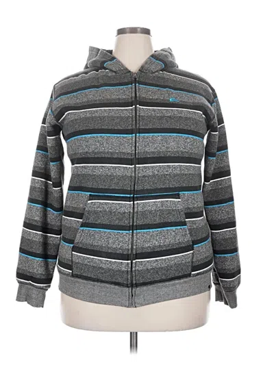 Pre-owned Quiksilver Zip Up Hoodie In Gray