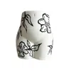 Quillattire Black / White Black And White Abstract Floral Booty Vase In Multi