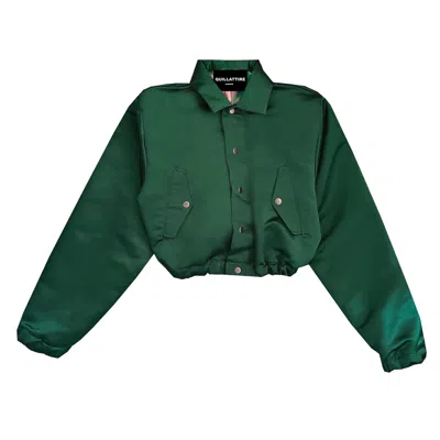Quillattire Men's Green Satin Harrington Jacket