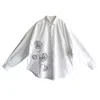 Quillattire Men's White Oversized Shirt With H& Painted Flowers In White