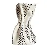 Quillattire Neutrals / Black Cream Crinkle Bag Vase With Black Dots In Multi