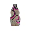 Quillattire Orange / Black / White Abstract Neon Pink Female Body Vase In Multi