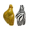 Quillattire Orange / White / Black Yellow Leopard & Zebra Booty Vase Multi Pack In Multi